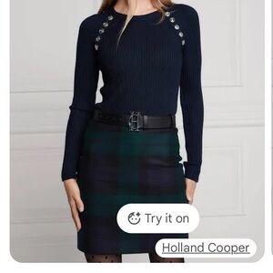 Holland Cooper Navy and Green Mini Skirt